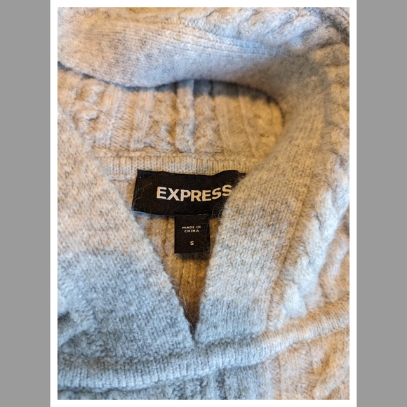 Express Light Grey Hooded Sweater - Picture 3 of 12